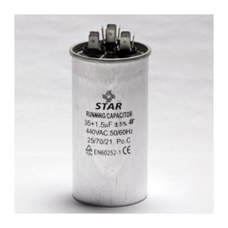 CAPACITOR AIRE ACONDICIONADO 35 Y 1.5 MFD 440V REDONDO