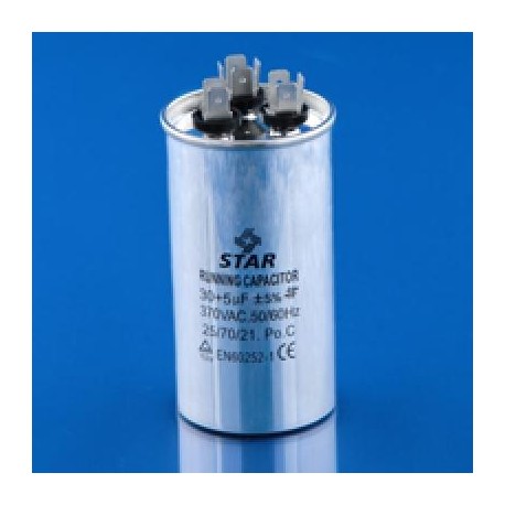 CAPACITOR DUAL AIRE ACONDICIONADO 30 Y 5 MFD 370V REDONDO