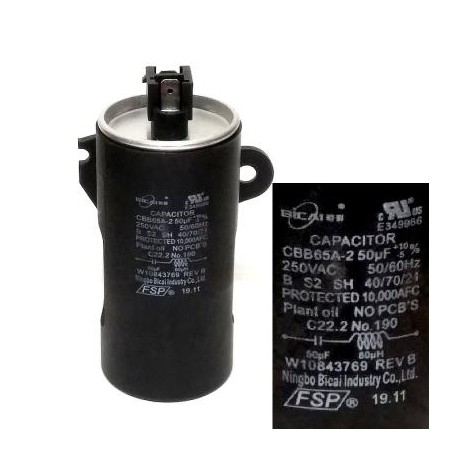 CAPACITOR LAVADORA WHIRLPOOL 50MFD 250V ORIGINAL XPERT